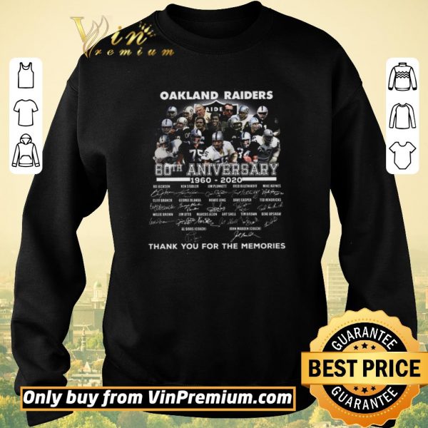 Top Oakland Raider 60th Anversary 1960 2020 Signature Thank You For The Memories shirt sweater