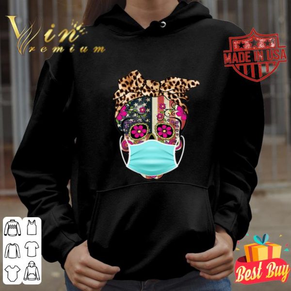 Sugar skull mask American leopard flag shirt