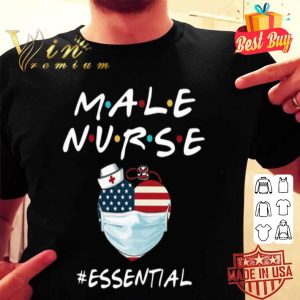 Male Nurse Essential Heart American Flag Covid-19 shirt