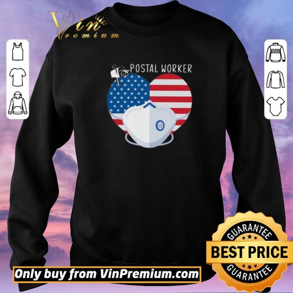 Top Heart American Flag Mask Postal Worker shirt sweater