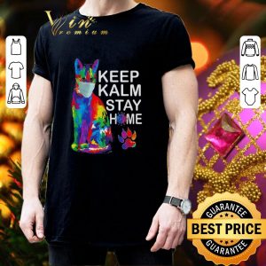 Original Cat watercolor Keep Kalm Stay Home shirt 2