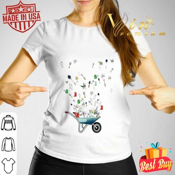 Wheelbarrow garden tool flying shirt