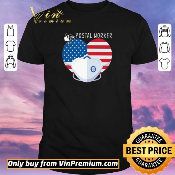Top Heart American Flag Mask Postal Worker shirt sweater