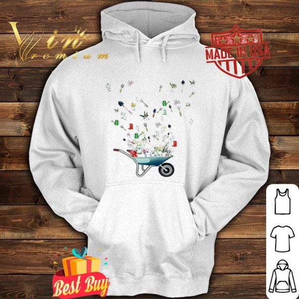 Wheelbarrow garden tool flying shirt