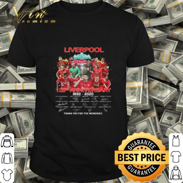 Liverpool 128th anniversary 1892-2020 signatures thank you for the memories shirt