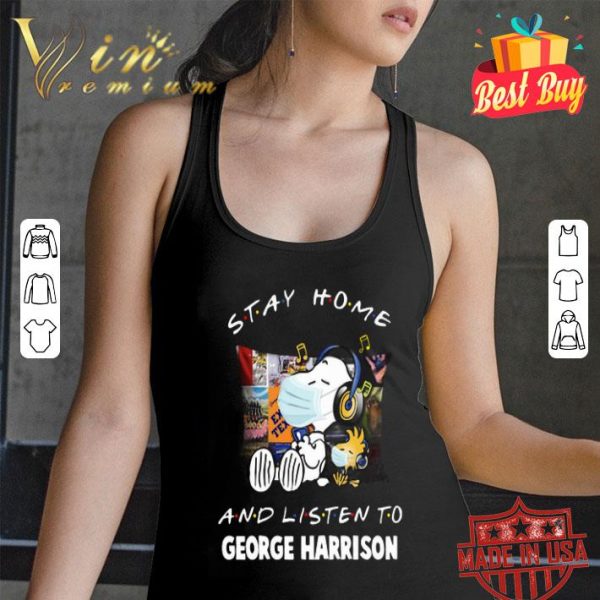 Snoopy stay home and listen to George Harrison Coronavirus shirt