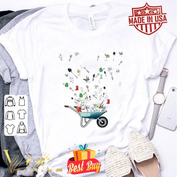 Wheelbarrow garden tool flying shirt