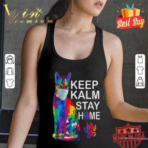 Cat watercolor Keep Kalm Stay Homeshirt