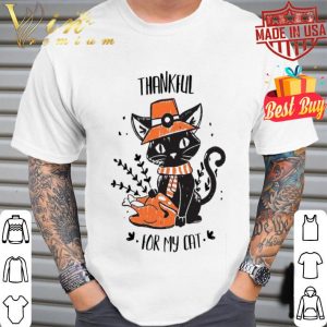 Black cat thankful for my cat thanksgiving shirt
