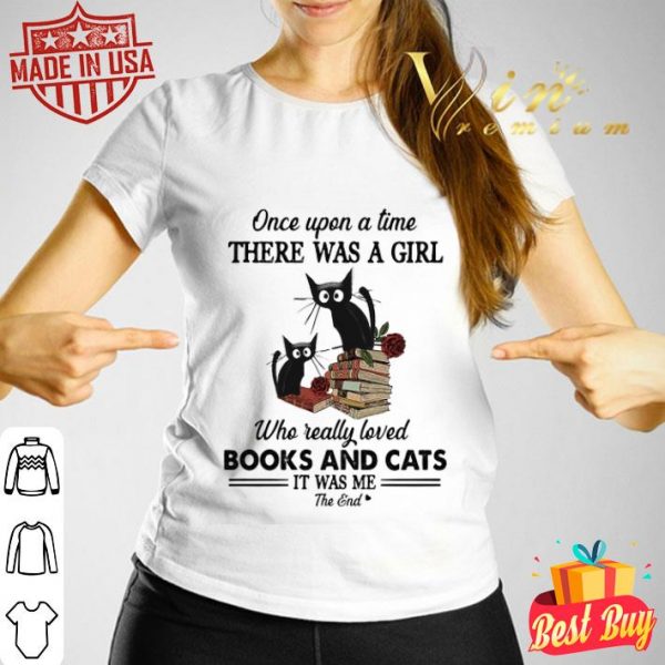 One upon a time there was a girl who really loved books and Black Cats shirt