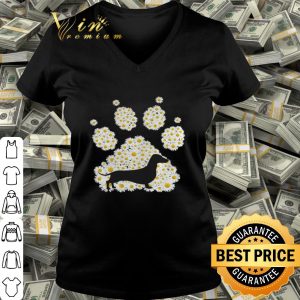Daisy flowers dog paw Dachshund shirt