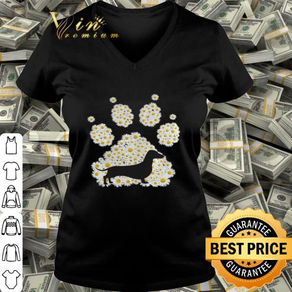 Daisy flowers dog paw Dachshund shirt