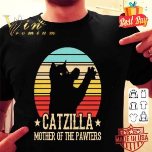Catzilla mother of the pawters vintage cat parody Godzilla shirt
