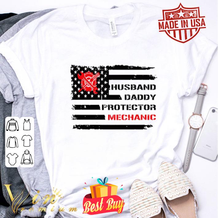 Husband Daddy Protector Mechanic Father's Day American Flag shirt