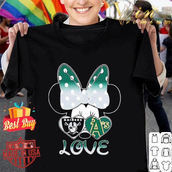 Minnie Mouse Oakland Raiders And Oakland Athletics Love Hearts shirt