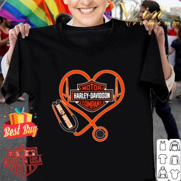 Love Motor Harley-Davison company heartbeat nurse stethoscope shirt