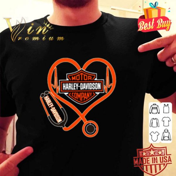 Love Motor Harley-Davison company heartbeat nurse stethoscope shirt