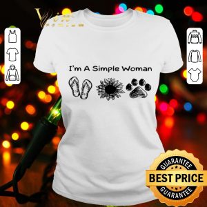 I’m a simple woman i like flip flop sunflower and Dog Paw shirt