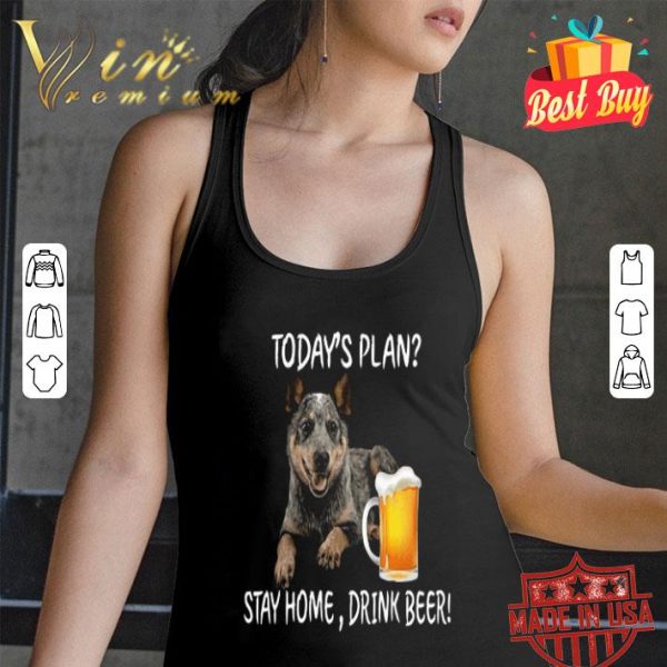 Australian Cattle Heeler today’s plan stay home drink beer shirt