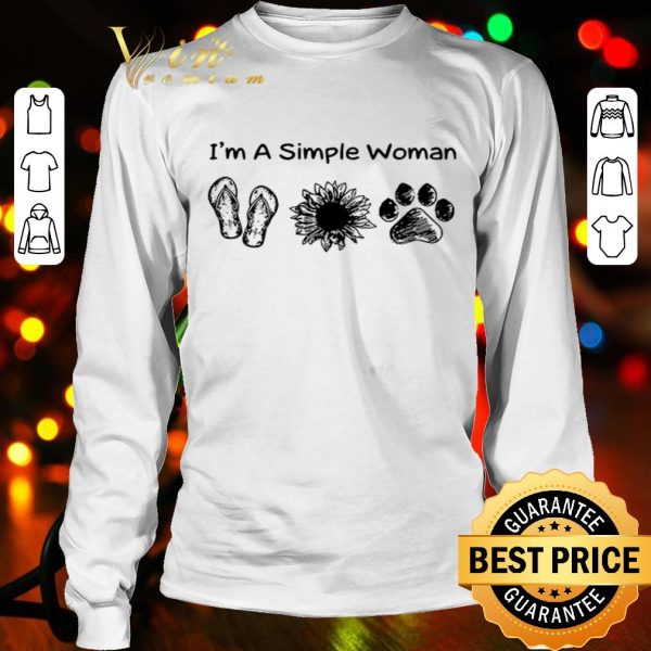 I’m a simple woman i like flip flop sunflower and Dog Paw shirt