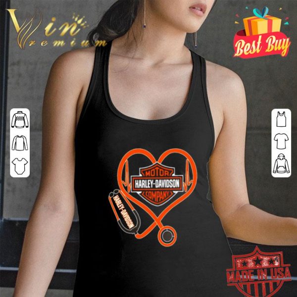 Love Motor Harley-Davison company heartbeat nurse stethoscope shirt