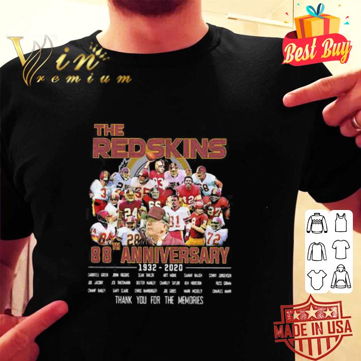 The Washington Redskins 88th Anniversary 1932-2020 Thank You For The Memories shirt