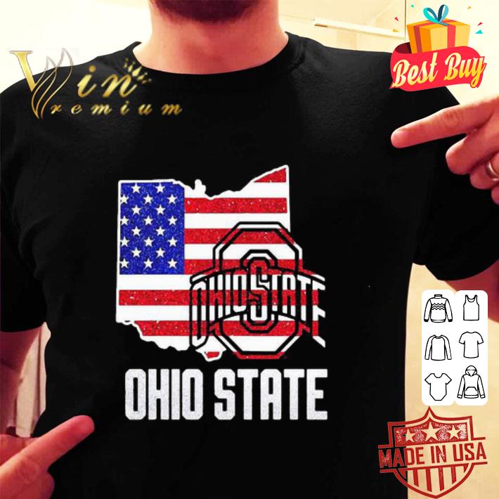 Ohio State Buckeyes American Flag Map Independence Day shirt