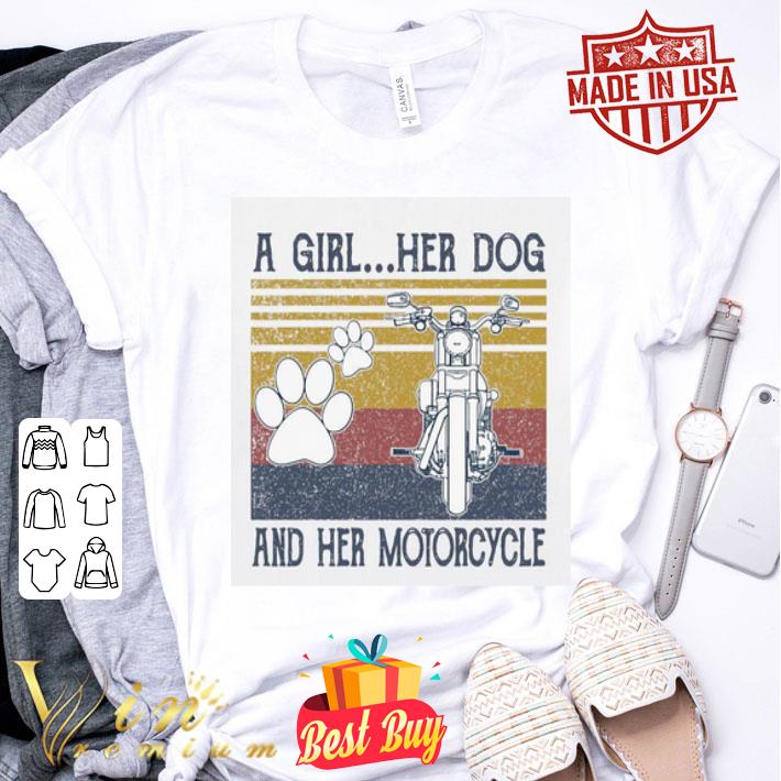 Vintage A Girl Her Dog And Her Motorcycle shirt
