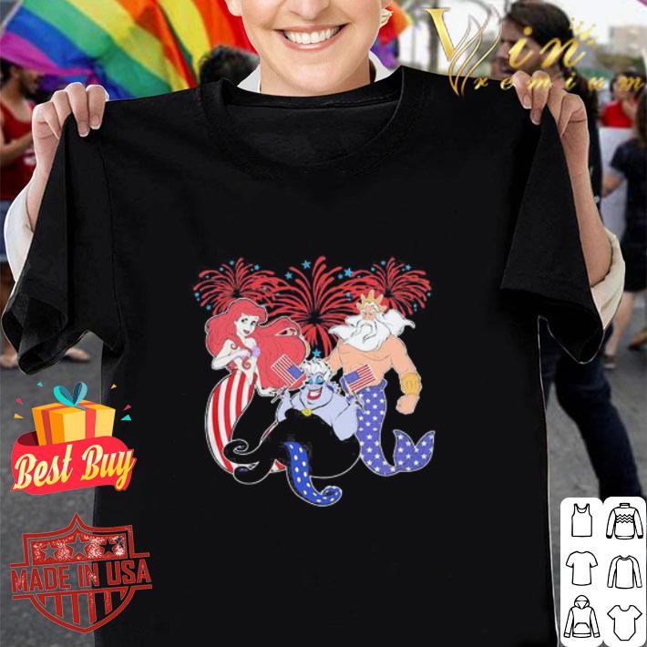 Firework The Little Mermaid American Flag Independence Day shirt