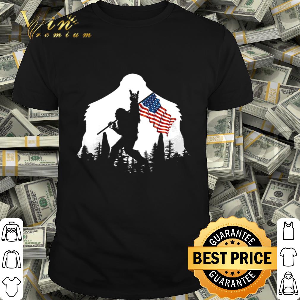 Bigfoot Rock And Roll American Flag In The Forest shirt