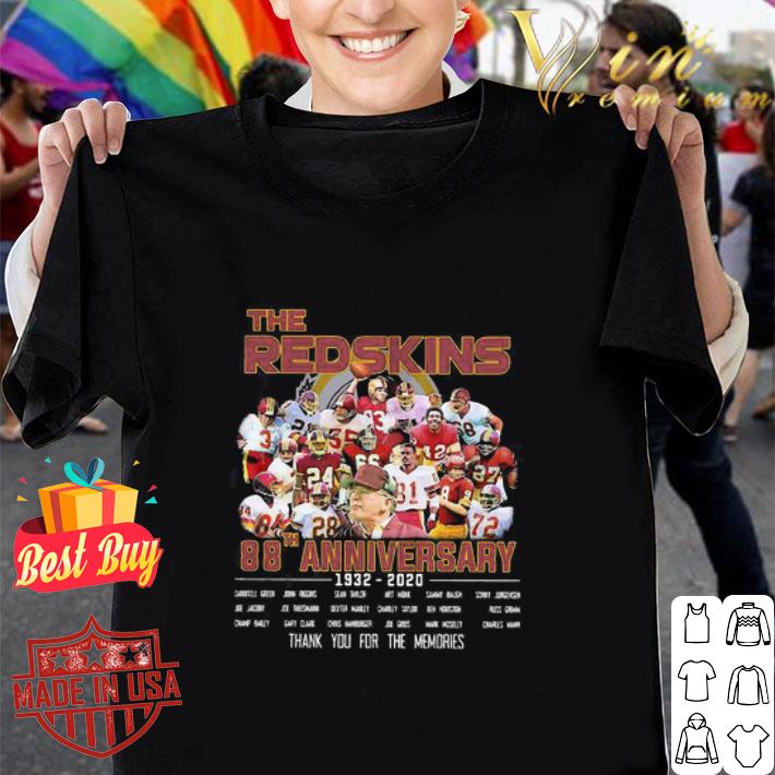 The Washington Redskins 88th Anniversary 1932-2020 Thank You For The Memories shirt
