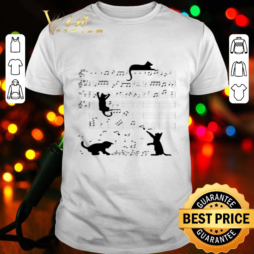 Black Cats playing with music note shirt