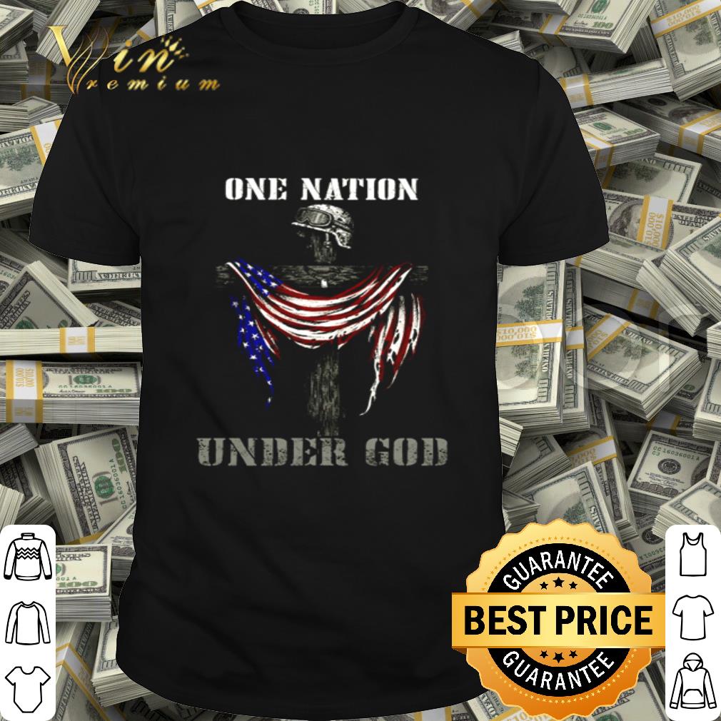 Cross Veteran One Nation Under God American Flag 4th Of July shirt