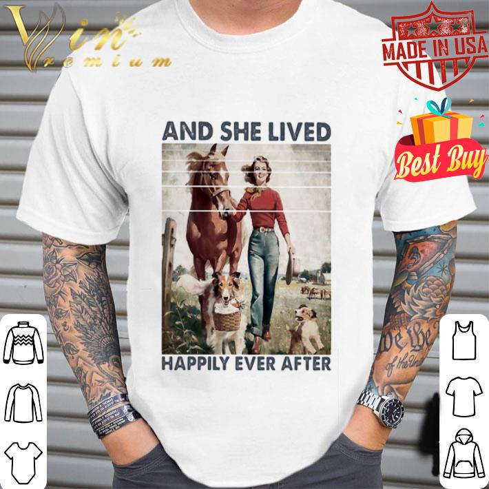 And She Lived Happily Ever After Girl Horse and Dogs shirt