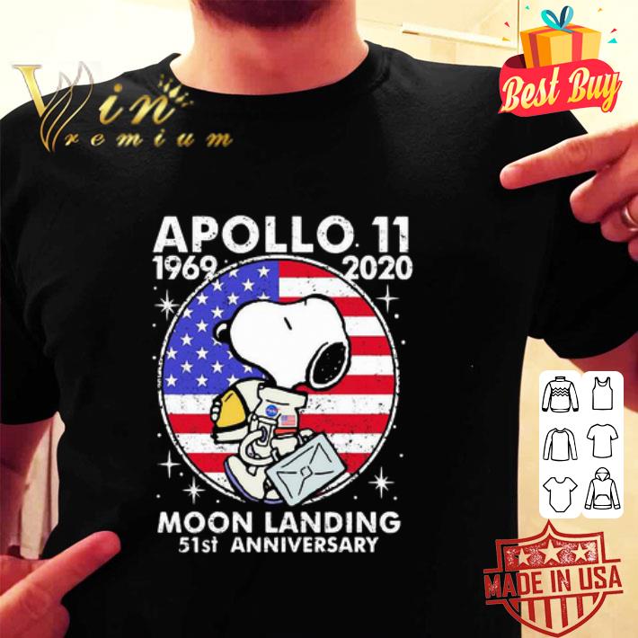 Snoopy Apollo 1969 2020 Moon Landing 51st Anniversary American Flag shirt