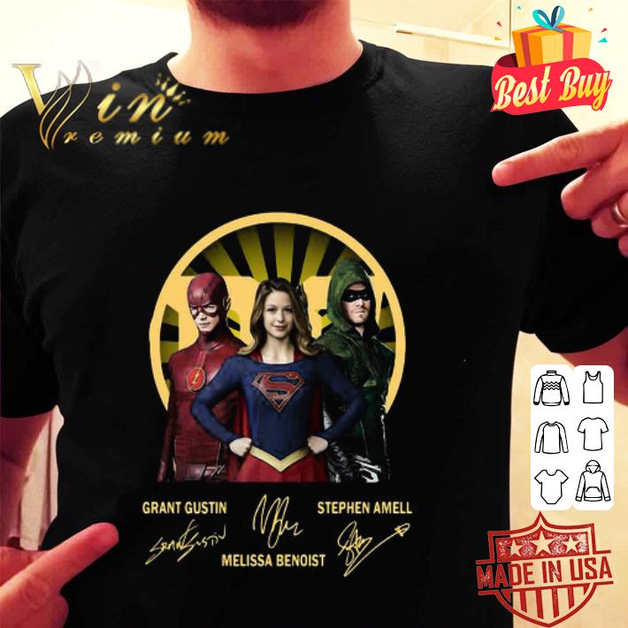 Flash Supergirl Arrow Signatures Grant Gustin Melissa Benoist shirt