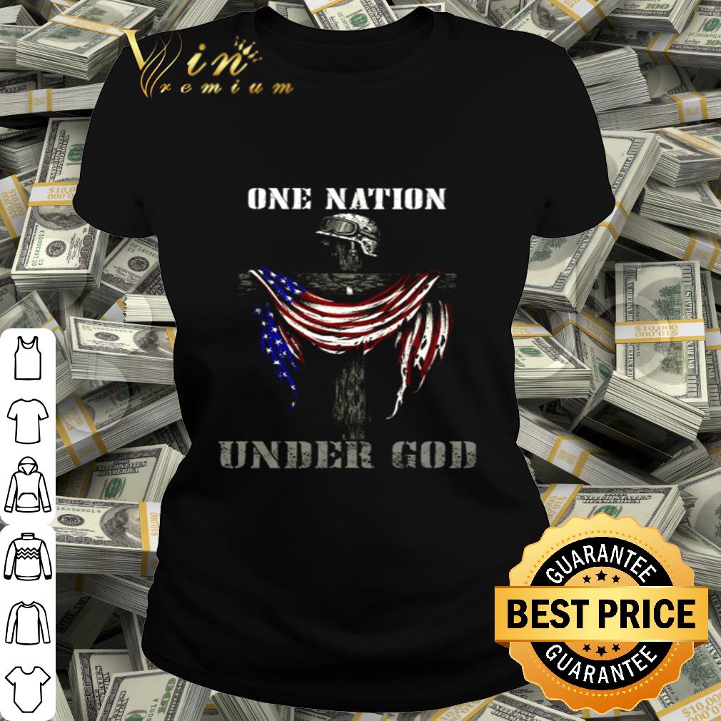 Cross Veteran One Nation Under God American Flag 4th Of July shirt