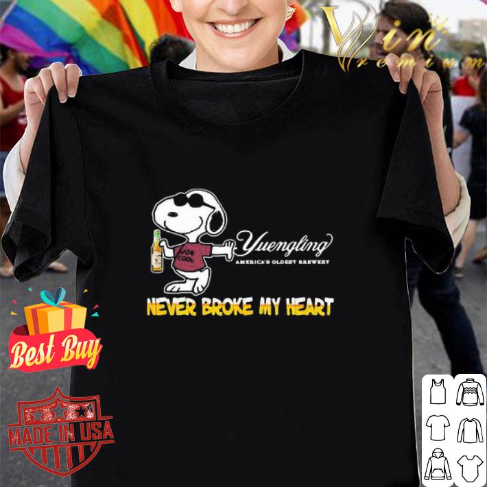 Snoopy Hug Yuengling Beer Never Broke My Heart shirt