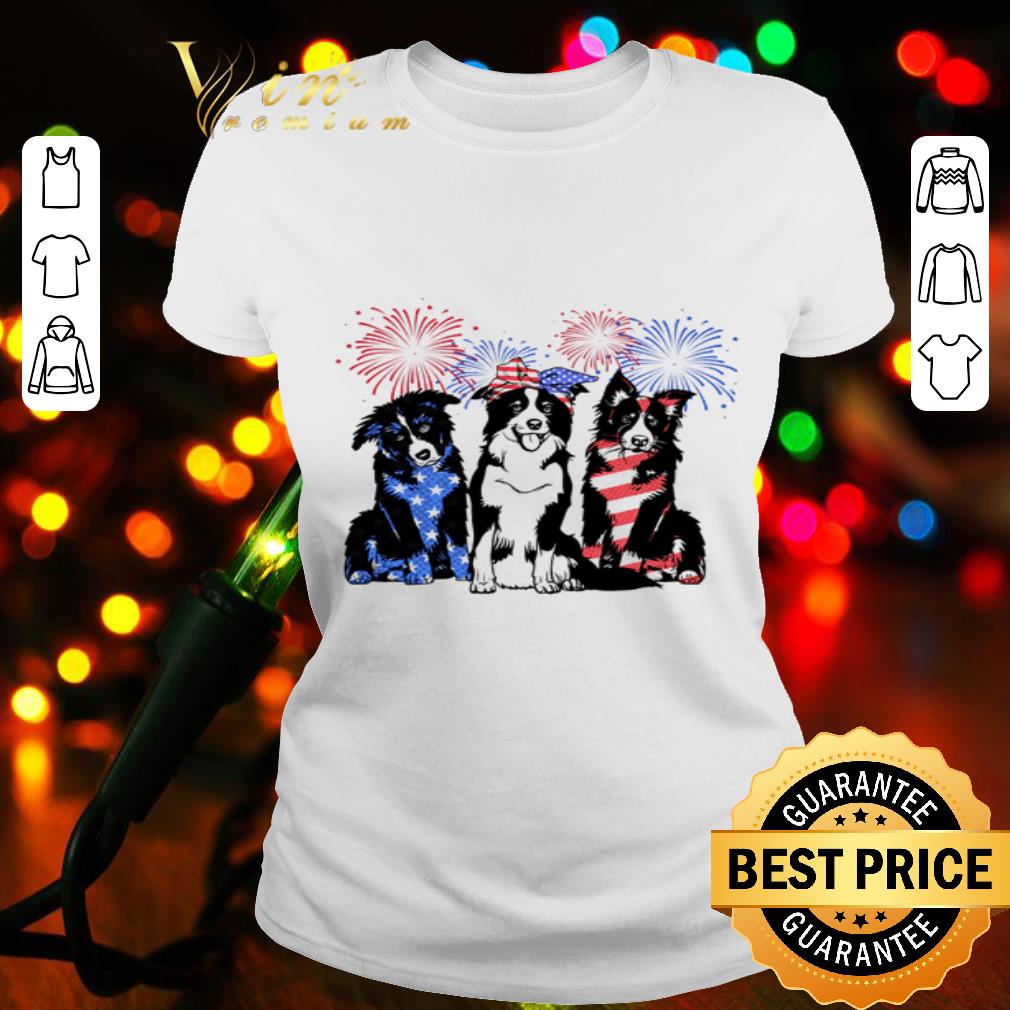 Firework Border Collie Blue White Red American Flag shirt