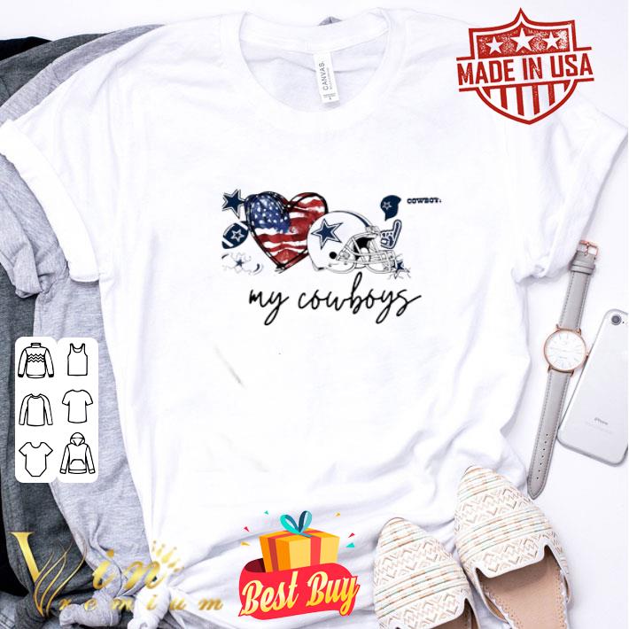 Love my dallas cowboys football heart american flag independence day shirt