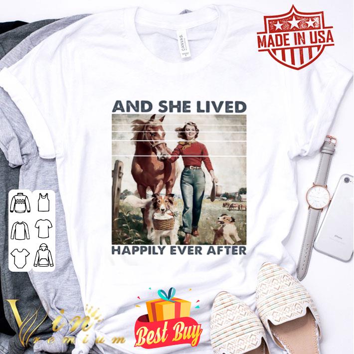 And She Lived Happily Ever After Girl Horse and Dogs shirt