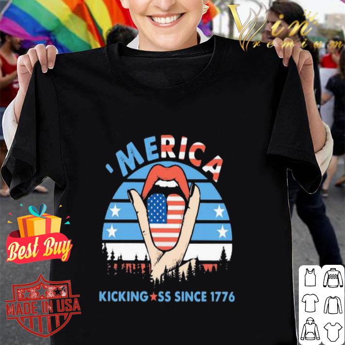 Merica Kicking Ass Since 1776 American Flag  shirt