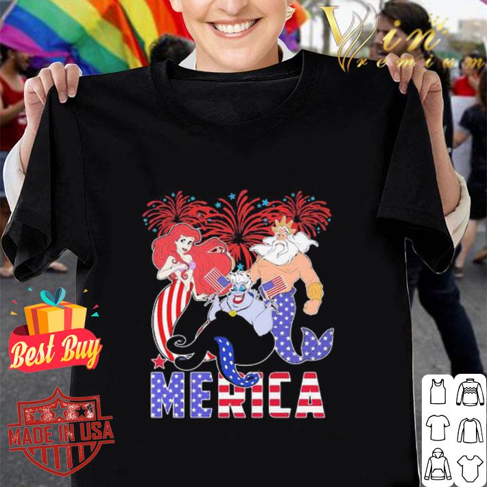 The little mermaid merica firework american flag independence day shirt