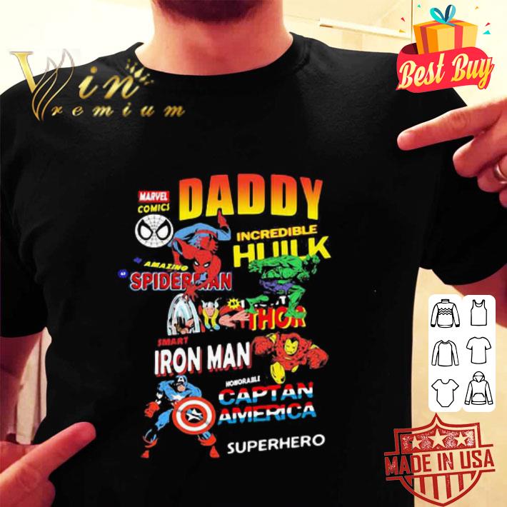 Daddy Marvel Comics Incredible Hulk Spiderman Thor Iron Man Captain America Superhero shirt