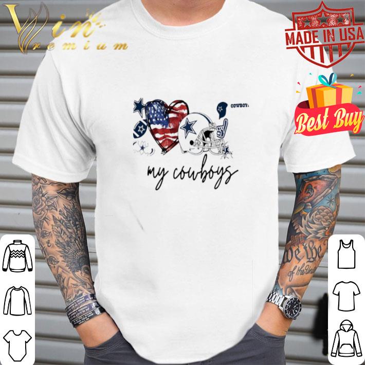 Love my dallas cowboys football heart american flag independence day shirt