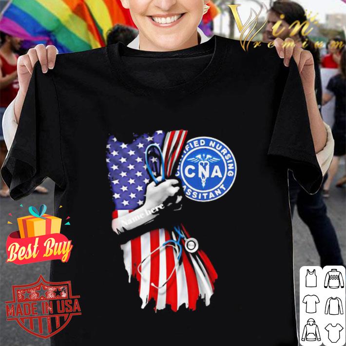 CNA Certified Nursing Assistant Name Here American Flag shirt