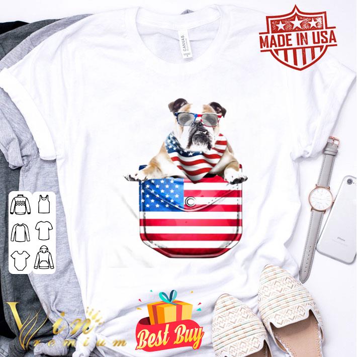 Bulldog In Pocket American Flag 4th Of July Independence Day shirt