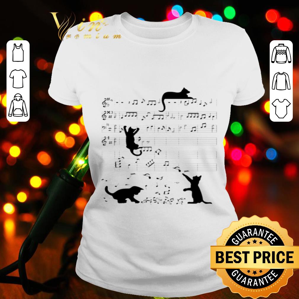 Black Cats playing with music note shirt