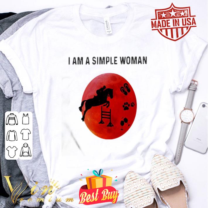 I Am A Simple Woman Horse Racing Paw Wine Sunset shirt