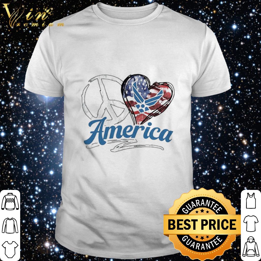 Pretty Love Peace Sign America heart US Air Force 4th of july shirt